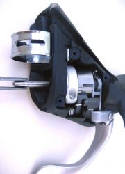 Remove the axle with needle nose pliers